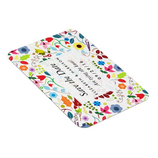Magnet Flexible Boho Chic Floral Mariage Moderne Enregistrer La Da (Côté Droit)