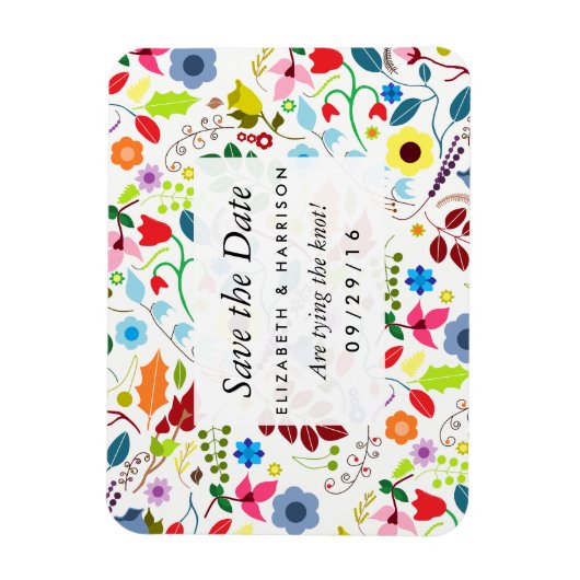 Magnet Flexible Boho Chic Floral Mariage Moderne Enregistrer La Da (Vertical)