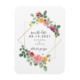 Magnet Flexible Boho Floral Botanical Wedding Enregistrer La Date
