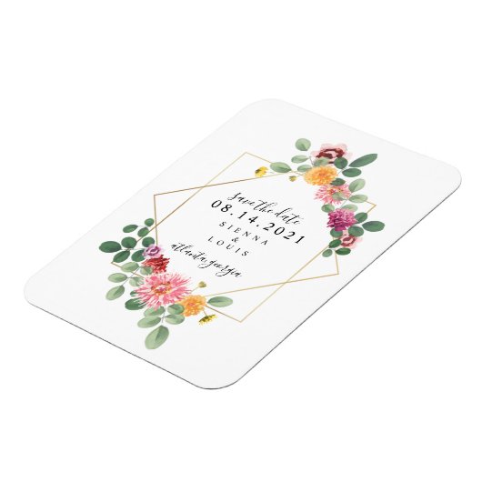 Magnet Flexible Boho Floral Botanical Wedding Enregistrer La Date (Côté Gauche)