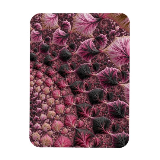 Magnet Flexible Boho Funky Eclectique Rose Noir Abstrait Fractal (Vertical)