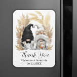 Magnet Flexible Boho Pampas Grass Gnome Mariage Carte de remerciem<br><div class="desc">Un mariage élégant et personnalisé,  grâce à des faveurs aimants pour vos invités,  avec un couple de mariés et mariés gnome et une illustration en arc de pampas de boho. Modifiez le modèle de la carte avec une date et les noms des jeunes mariés.</div>