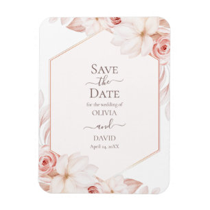 Magnet Flexible Boho Roses blanches et roses Enregistrer la carte 