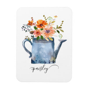 Magnet Flexible Boho rouille orange fleurs aquarelle arrosoir