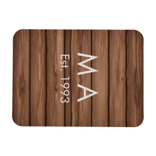 Magnet Flexible boho rustique Brown ajouter nom lettre année date  (Horizontal)
