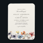 Magnet Flexible Boho Watercolor Fleur sauvage Floral Mariage<br><div class="desc">Aimant à faire-part de mariage fleur sauvage à aquarelle Boho avec design élégant de typographie minimaliste avec fleurs d'aquarelle.</div>