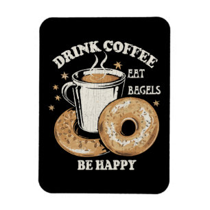 Magnet Flexible Boire du café manger des bagels être heureux