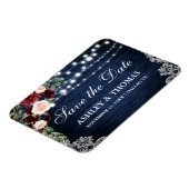 Magnet Flexible Bois rustique Bleu Bourgogne Floral Enregistrer la (Côté Gauche)