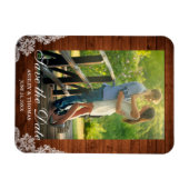Magnet Flexible Bois rustique et dentelle Enregistrer la photo Dat (Horizontal)