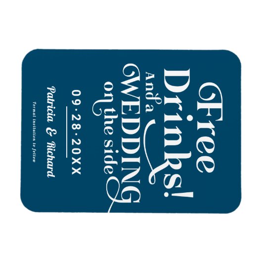 Magnet Flexible Boissons Gratuites Amusant Mariage Décontracté Enr (Horizontal)