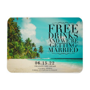 Magnet Flexible Boissons gratuites amusantes Paradise Beach Sauvez
