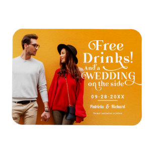 Magnet Flexible Boissons Gratuites Drôle Mariage Formel Économisez
