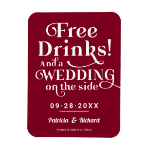 Magnet Flexible Boissons Gratuites Drôle Mariage Formel Enregistre