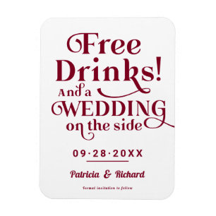 Magnet Flexible Boissons Gratuites Drôle Mariage Formel Enregistre