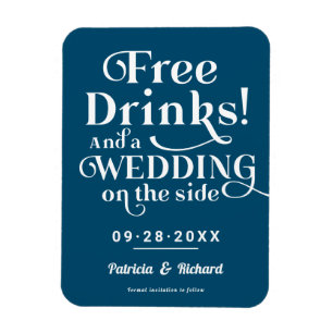 Magnet Flexible Boissons Gratuites Drôle Mariage Formel Enregistre