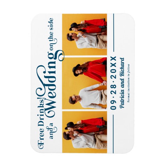 Magnet Flexible Boissons Gratuites Mariage Enregistrer La Date 3 P (Vertical)