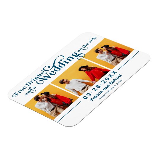 Magnet Flexible Boissons Gratuites Mariage Enregistrer La Date 3 P (Côté Gauche)