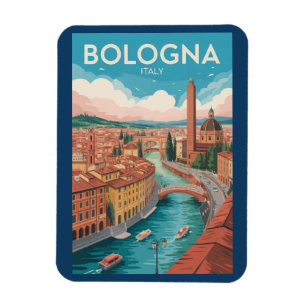 Magnet Flexible Bologne Italie Illustration Voyage Art Vintage