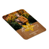 Magnet Flexible Bon thanksgiving bois Script Feuille photo (Côté Droit)