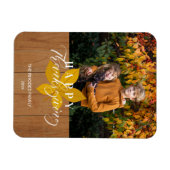 Magnet Flexible Bon thanksgiving bois Script Feuille photo (Horizontal)