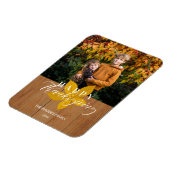 Magnet Flexible Bon thanksgiving bois Script Feuille photo (Côté Gauche)