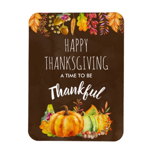 Magnet Flexible Bon thanksgiving Citrouilles et feuillage d'automn (Vertical)