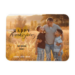 Magnet Flexible Bon thanksgiving Script Feuilles Photo de famille