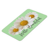 Magnet Flexible Bonjour Belles marguerites blanches Sage Vert Flor (Côté Gauche)