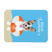 Magnet Flexible Bonjour Chiens de plage de Corgi été (Horizontal)