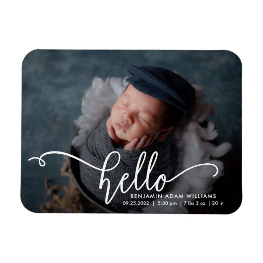 Magnet Flexible Bonjour Faire-part de naissance & Merci (Horizontal)