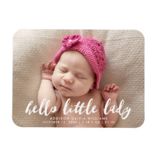 Magnet Flexible Bonjour Petite Dame Annonce Photo de Naissance