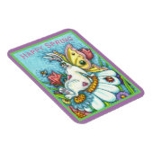 MAGNET FLEXIBLE BONJOUR PRINTEMPS FLUTTERBUN RABBIT, FUNNY BUNNY F (Côté Droit)