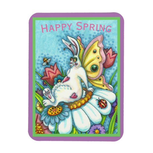 MAGNET FLEXIBLE BONJOUR PRINTEMPS FLUTTERBUN RABBIT, FUNNY BUNNY F (Vertical)