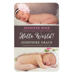 Magnet Flexible Bonjour tout le monde ! Faire-part de naissance Tw