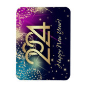 Magnet Flexible Bonne année 2023. Feux d'artifice et numéros d'or (Vertical)