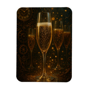 Magnet Flexible Bonne année glamour Steampunk Champagne 