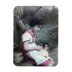 Magnet Flexible Bonne Année Vintage fille avec dollar