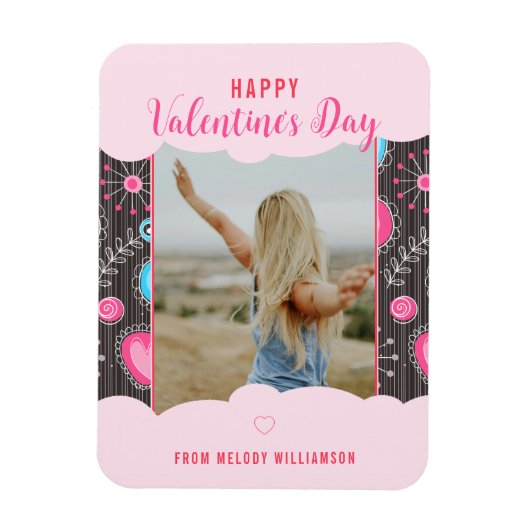 Magnet Flexible Bonne Saint Valentin Whimsy Pink Blue Heart Nom de (Vertical)