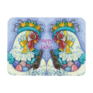 Magnet Flexible BONNET DE PÂQUES ET OEUFS, PRINTEMPS POULET Coloré