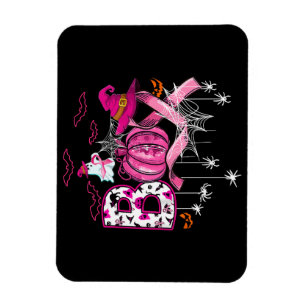 Magnet Flexible Boo Halloween Citrouille Pink Ribbon sorcière Poub