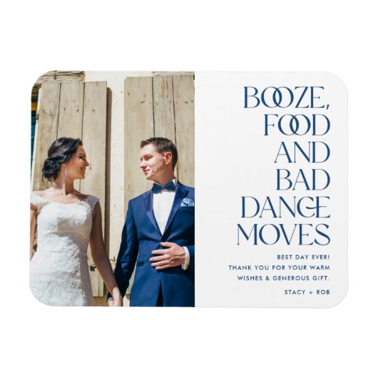 Magnet Flexible Booze Food Mauvaise Danse Déplace Merci Mariage (Horizontal)