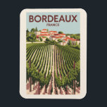 Magnet Flexible Bordeaux France Vineyard Travel Art Vintage<br><div class="desc">Conception de voyage vectorielle rétro Bordeaux. Bordeaux,  plaque tournante de la célèbre région viticole,  est une ville portuaire sur la Garonne dans le sud-ouest de la France.</div>