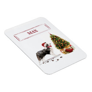 Magnet Flexible Border Collie Funny Christmas Dog with Tree