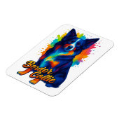 Magnet Flexible Border Collie Pop Art Vibrant (Côté Gauche)