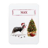 Magnet Flexible Bordure Collie Funny Chien de Noël avec arbre (Vertical)