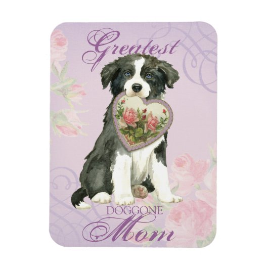Magnet Flexible Bordure Collie Heart Maman (Vertical)