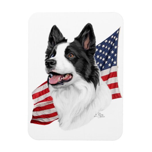 Magnet Flexible Bordure Collie tête avec aimant indicateur (Vertical)