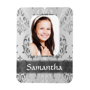 Magnet Flexible Bordure photo personnalisée en damas gris