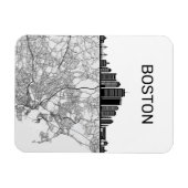 Magnet Flexible Boston Massachusetts City Skyline avec carte (Horizontal)