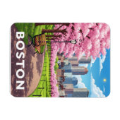 Magnet Flexible Boston skyline sous fleurs de cerisiers en fleurs (Horizontal)